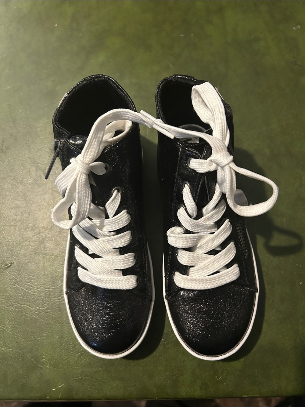 kidpik Black High-Top Sneakers with White Laces